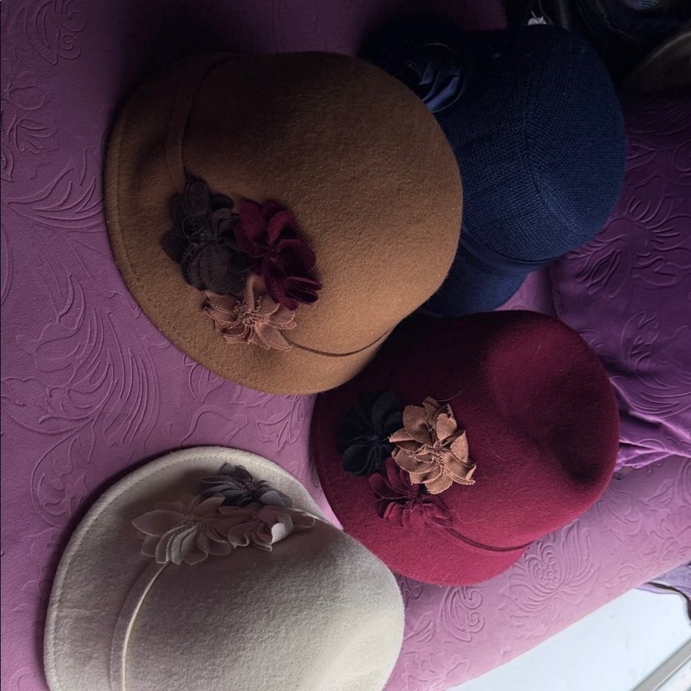 Classic Wool Cloche Hat with Floral Accent - Multiple Colors